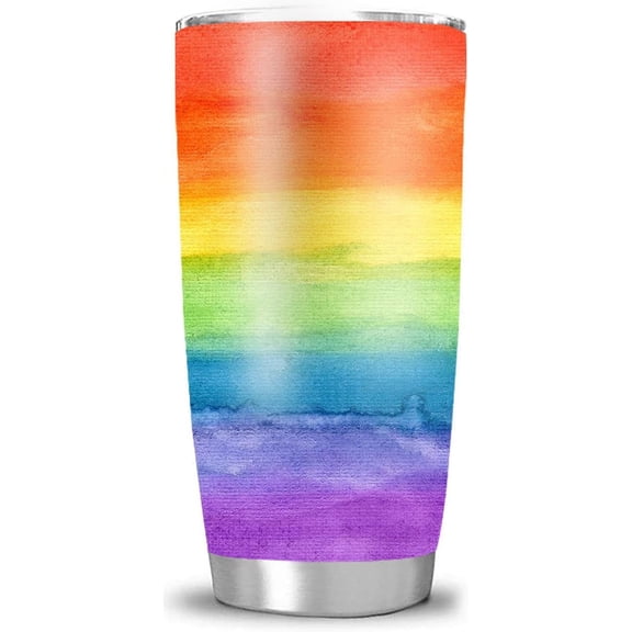 Women''s Rainbow Travel Coffee Mug Thermal Insulated Tumbler Cup With Lid 20 OZ