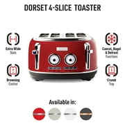 Haden Dorset 4 Slice Wide Slot Stainless Steel Toaster, Rectory Red