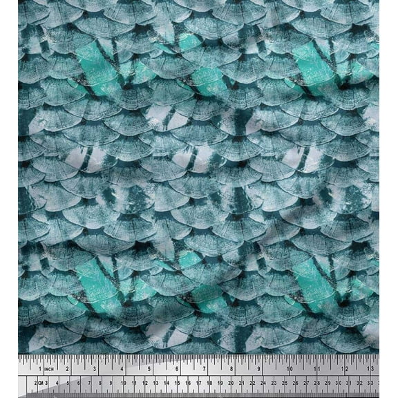 Soimoi Green Cotton Duck Fabric Fish Animal Skin Print Fabric by Yard 44 Inch Wide