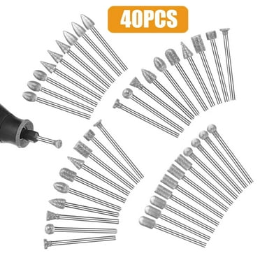 EEEkit 40pcs 1/8" Shank Diamond Grinding Burr Drill Bits,for Rotary Tool Polishing Carving,60/120 Girt