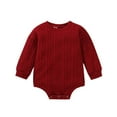 thumbnail image 1 of GPOECD Boys Girls Long Sleeve Solid Pullover Romper Sweatshirt Bodysuits Clothes Long Sleeve Rompers for Red-e,0-3 Months, 1 of 6