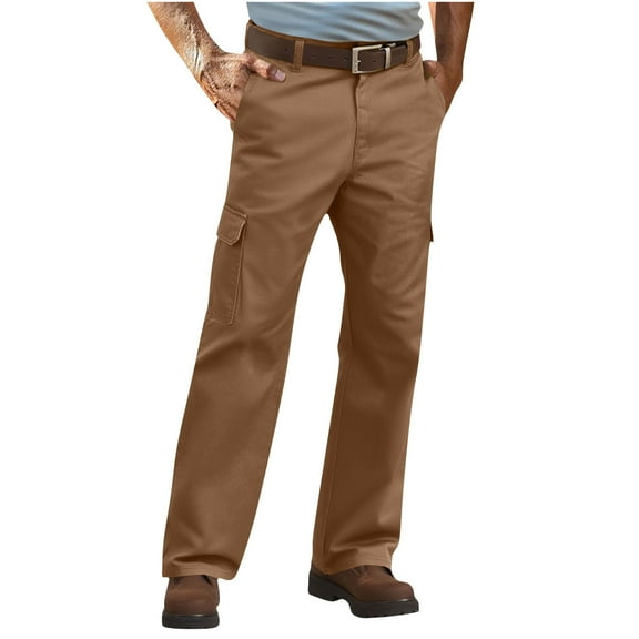 Mens Outdoor Cargo Pants Wide Leg Cotton Linen Work Pants Multi Pockets Breathable Casual Trendy Trousers 3XL, Brown