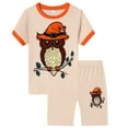 thumbnail image 1 of Hiiyo Pyjama pour Tout-Petits Garçons, T-Shirt à Manches Courtes à Imprimé Hibou et Short, Tenue de Nuit Pyjama, 1 of 3