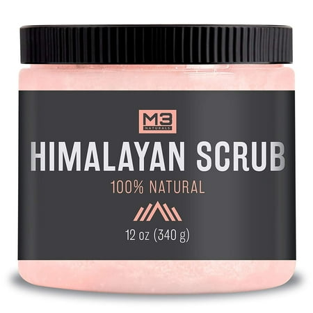 Premium Himalayan Scrub with Lychee Sweet Almond Oil 12 oz, All Natural Scrub to Exfoliate + Reduces Wrinkles, Blackheads & Acne Scars, Anti Cellulite Treatment - Face Body