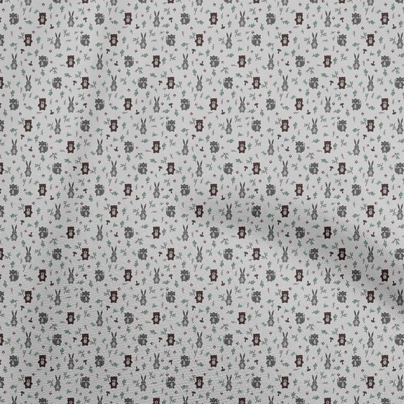 oneOone Cotton Jersey Gray Fabric Animal Craft Projects Decor Fabric Printed By The Yard 58 Inch Wide