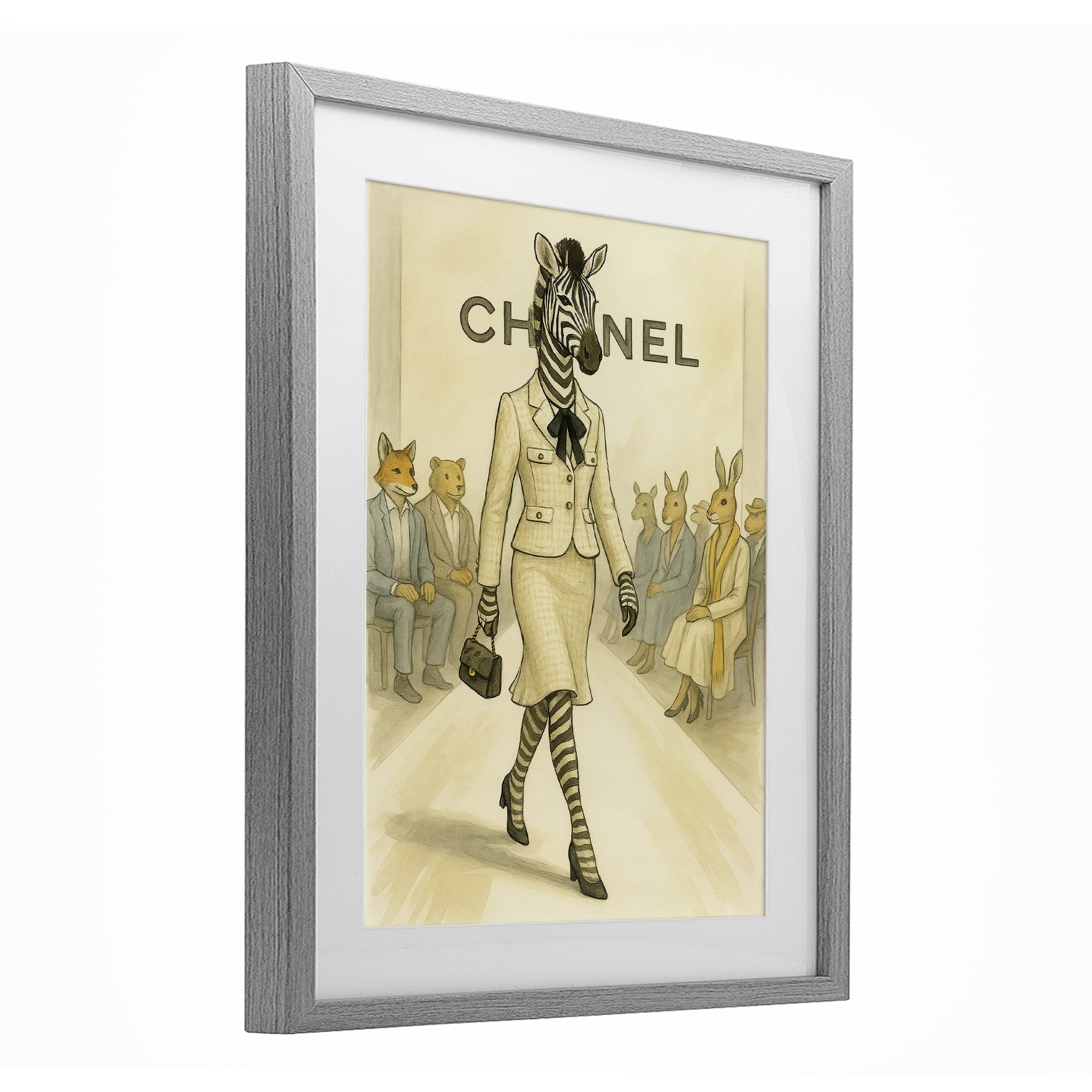 Stupell Industries Fashion Runway Zebra Gray Framed Print Under Glass, design by Grotto Studios