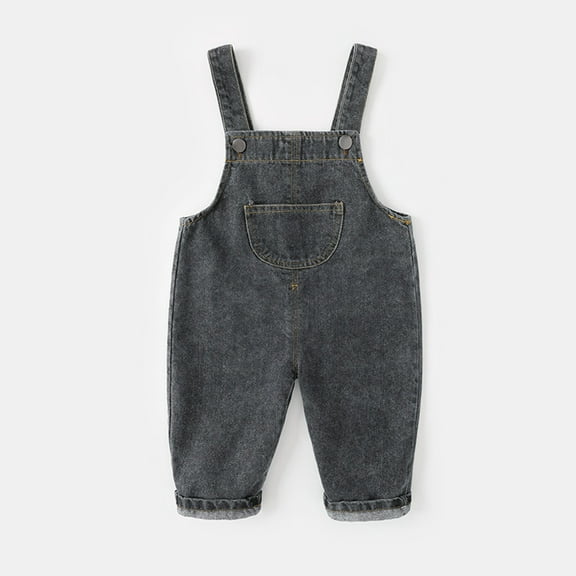 uublik Toddler Boys Girls Cute Denim Overalls Suspender Pants Outfits Black, Size 0-4T