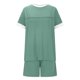 thumbnail image 4 of Tops de Cuello Redondo para las Mujeres Casual de Manga Corta Y Pantalones Cortos con Cordón de Dos Piezas Color Bloqueado Conjunto, 4 of 9