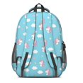 thumbnail image 3 of Unicorn and Head Blue Pattern Backpack for School, Cute School Bag with Adjustable Shoulder Straps and Padded Back, 16.9"x12.6"x5.9", 3 of 5