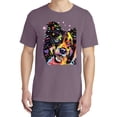 thumbnail image 2 of Wild Bobby,Neon Rainbow Happy Cute Dog Dog Lover Garment-Dyed Washed Look Short Sleeve Tees, Rosewood, X-Large, 2 of 3