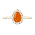 thumbnail image 5 of Rosec Jewels Fire Opal Teardrop Ring for Women with Diamond Halo - 5X7 mm (AAA Quality), 18K Yellow Gold, US 10.00, 5 of 10