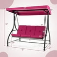 thumbnail image 3 of Gymax Converting Patio Swing Chair Porch Swing Bed w/Adjustable Canopy & Thickened Cushion Wine, 3 of 9