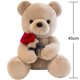 thumbnail image 2 of Osito de peluche con rosa, bonito osito de peluche, regalo para niños, niñas, cumpleaños, Navidad, San Valentín (45 cm, marrón), 2 of 3
