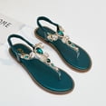 thumbnail image 4 of 1 par de sandalias de verano para mujer, planas, con diamantes de imitación, estilo bohemio, para mujer y niña (verde oscuro, talla 38, 24 cm, 7 EE. UU., 4,5 Reino Unido, 38 UE, 9,432 pulgadas), 4 of 8