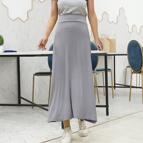 Women's Solid Color Elastic Waist Half Length Skirt Large Skirt Half Length Skirt Knit Midi Skirt Ruffle Skirt Sequin Midi Skirt Pencil Skirts for Women plus Size Crop Top And Skirt Set for Women Can
