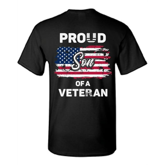 Awkward Styles Proud Son of a Veteran Men Shirt Patriotic Son Gifts Proud Son T shirt Little American USA Veteran Tshirt for Son I'm American Vintage USA Flag Son T-shirt Print on the Back Only