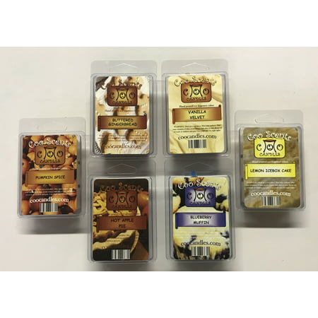 6 Pack Soy Wickless Candle Wax Bar Melts - Bakery Pack. Hot Apple Pie, Buttered Gingerbread, Pumpkin Spice, Vanilla Velvet, Blueberry Muffin and Lemon Ice Box