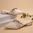 thumbnail image 6 of Beige Pointed Toe Closed Toe Mules Women'S Low Heel Chunky Heel Slip-On Casual Comfortable Plus Size Indoor Outdoor, 6 of 8