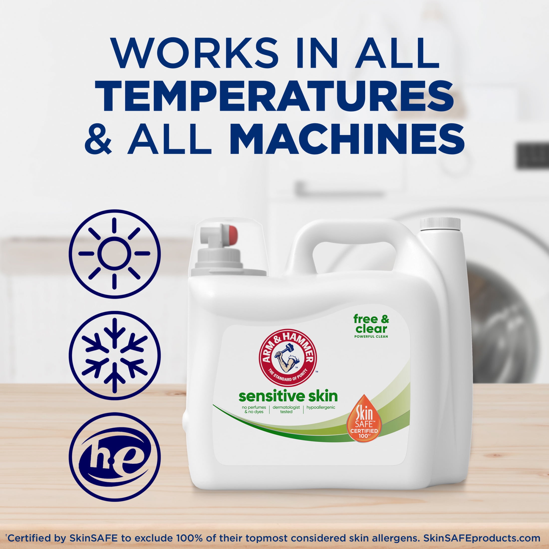 ARM & HAMMER Sensitive Skin Free & Clear Liquid Laundry Detergent, 140 Fl oz, 140 Loads