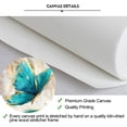 thumbnail image 2 of 3 Pieces Teal Flower and Butterfly Canvas Prints Floral Oil Painting Gold Blue Wall Art for Bathroom Bedroom Ready to Hang Each Size 12x12 Inches (Teal), 2 of 6