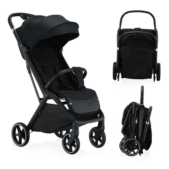 Vrhot Compact Baby Stroller, One-Hand Fold, Lightweight, Multi-Position Recline, Canopy, For Infants and Toddlers, Black