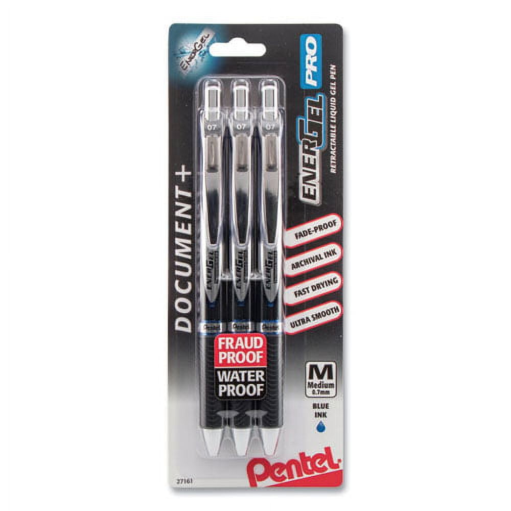 "Energel Pro Gel Pen, Retractable, Medium 0.7 Mm, Blue Ink, Black Barrel, 3/pack | Bundle of 5 Packs"