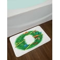 thumbnail image 2 of Christmas Alphabet Bath Mat, Letter O Ornamented with Ribbons Baubles Stars Leaves of Fir Tree Print, Plush Bathroom Decor Mat with Non Slip Backing, 29.5" X 17.5", White Green, by Ambesonne, 2 of 2
