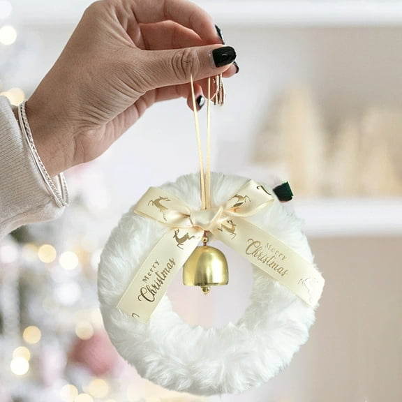 Zawou White Feather Christmas Bow Wreath Pendant for Door or Window Hanging, Elegant Holiday Accent for Indoor and Outdoor Decor