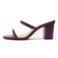 thumbnail image 2 of FSJ Women Simple Round Open Toe Sandals Two Strap Slide Mules Slip On Block Chunky Mid Heels Pumps Casual Daily Shoes Size 14 Purple, 2 of 4