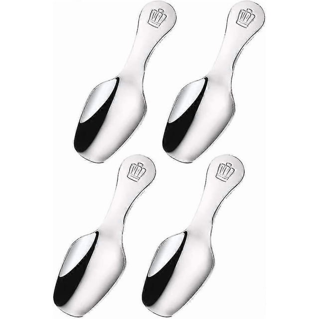 Less Steel Mini Teaspoon Short S Salt Scoop Spoons For Loose Tea Leaves Beans C Milk Silver4pcs)