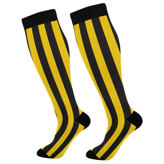 joogoo Yellow Stripes Line Pattern Long Socks Women Men Knee High Sock