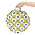 thumbnail image 2 of Abstract Round Floor Cushion with Handle, Round Square with Diagonal Streaks Retro Layout, Decorative Pillow for Living Room & Dorms, 18" Round, Yellow Green Indigo, by Ambesonne, 2 of 4