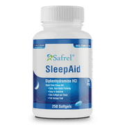 Safrel Nighttime Sleep Aid, Diphenhydramine HCl 50mg, 250 Softgels