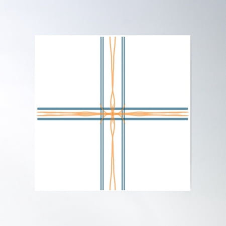 Retro Patern Blue And Orange Stripes Poster Wall Art, Modern Wall Decor For Living Room Bedroom, 30x30 UNFRAMED