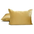 thumbnail image 3 of The HomeCentric Decorative Lumbar Pillow Cover Light Gold Pack Of 2, 20"x28" (50x70 cm) Satin Solid Oblong Pillow Cover, Solid Modern Cushion Cover Style - Light Gold Slub Satin, 3 of 5