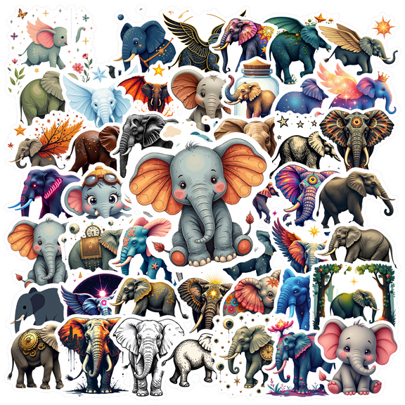 cartoon Elephant Stickers Stickers, Waterproof Elephant Stickers Sticker for Water Bottle Laptop Phone Cases Planner Skateboard Luggage Helmet Party Favor Decor, Ideal for Adults Teens Teacher Rewards