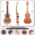 thumbnail image 4 of Ukelele de concierto Ranch Ukelele de madera de 23 pulgadas, kit profesional para adultos principiantes con 12 lecciones en línea, funda, afinador, correa, juego de cuerdas Aquila, 4 of 5