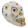 thumbnail image 3 of White Day Of The Dead Skull Ceramic Figurine Skeleton 7"L Fantasy Home Decor, 3 of 8