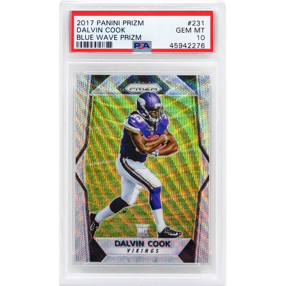 Dalvin Cook (Minnesota Vikings) 2017 Panini Prizm Football #231 Blue Wave Prizm RC Card (#67/149) - PSA 10 GEM MINT