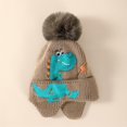 thumbnail image 6 of Hessimy Kids Dinosaur Embroidered Knit Pom Beanie with Earflaps,Winter Warm Hat for Kids, 6 of 6