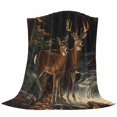 thumbnail image 6 of Autumn Deer Blanket Soft Cozy Warm Throw Blanket for Couch, Plush Fuzzy Flannel Fleece Blankets for Sofa, Forest River Elk Vintage Bed Blankets Lightweight Gifts for Women, 50"x80", 6 of 9