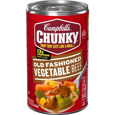 Campbell’s Chunky Soup, Ready to Serve Old Fashioned Vegetable Beef Soup, 18.8 oz Can, (Pack of 6)