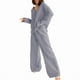 thumbnail image 1 of Conjuntos de Ropa de Estar por Casa de de Algodón para Mujer: Camisa Informal de Larga con Cuello en V y Pantalones Anchos. Gris L, 1 of 7