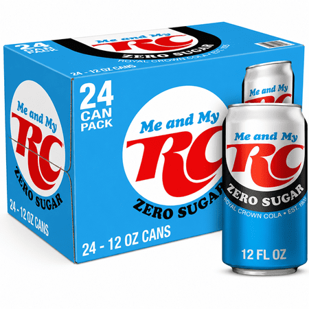RC Cola Zero Sugar 12oz Cans 24 Pack Diet Soda Zero Calorie Drink