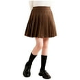 thumbnail image 3 of MKOSPLRT Girls Pleated Skirt Kids School Uniform Wool Blend Elastic High Waist Tennis Skirts with Shorts Solid Vintage Mini Skirts 3-14 Years, 3 of 7