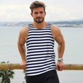thumbnail image 6 of Balery Navy Blue And White Stripes Pattern Men's Workout Tank Top Gym Muscle Tee Fitness Bodybuilding Sleeveless T Shirt Quick Dry Fit Muscle Tank Top Slim-Fit Tank-, 6 of 7
