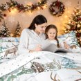 thumbnail image 5 of Manfei Forest Deer Twin Bedding, Winter Holiday Xmas Tree Bedding Comforter Set, White Green, Reversible, 7 Pieces, 5 of 6