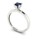 thumbnail image 2 of 0.5 ct Princess Cut Simulated Blue Sapphire Solitaire Engagement Ring for Women in 18K White Gold, 2 of 5
