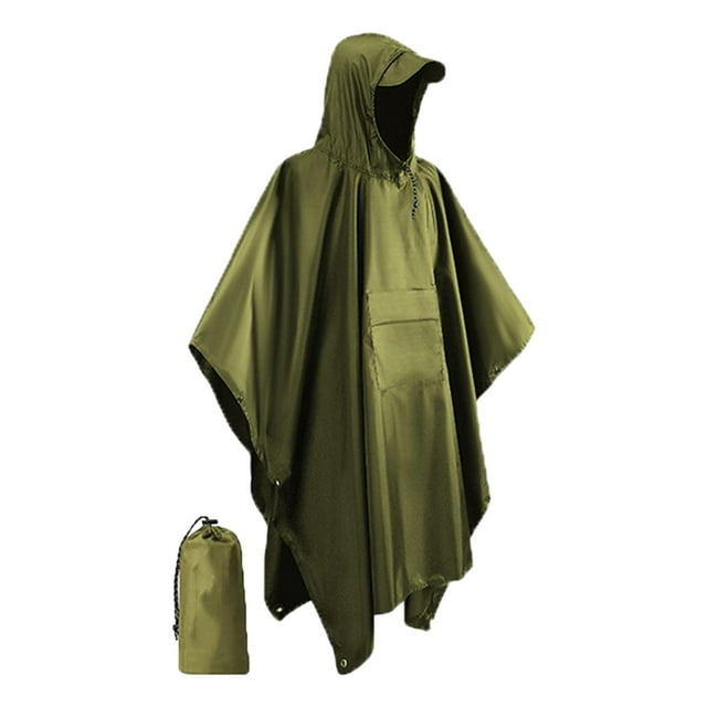 Poncho De Lluvia Con Capucha, Chaqueta Impermeable Portátil Para Mochilero, Verde