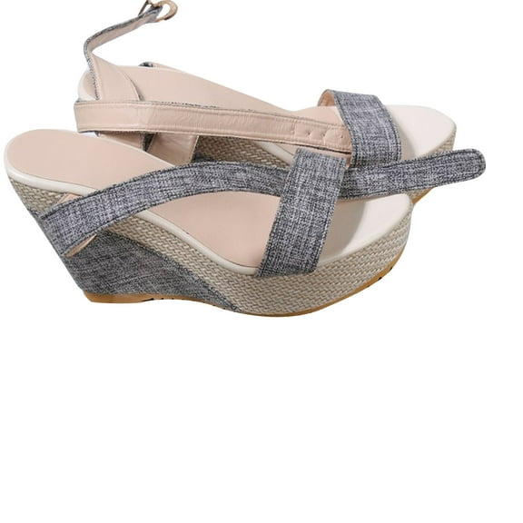 Lovskoo 2024 Women's Wedge Espadrille Sandals Summer Bohemian Shoes Open Toe Vintage Casual Wedges Buckle Ankle Strap Sandals Gray